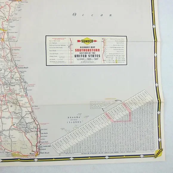 Vintage 1958 SUNOCO Gas Company Road Map Eastern United States - Picture 11 of 12